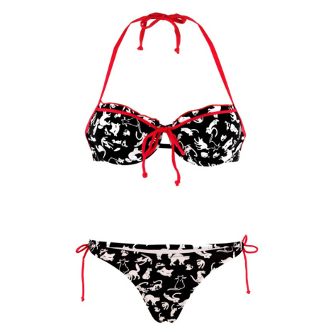 Kitty tanga - veselé bikiny plavky T107 černá