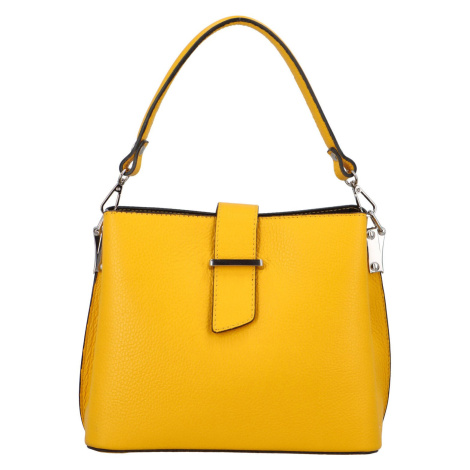 Elegantní dámská kožená kabelka Marianna, žlutá Delami Vera Pelle