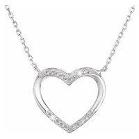 Evolution Group Stříbrný náhrdelník se zirkonem bílé srdce 12010.1
