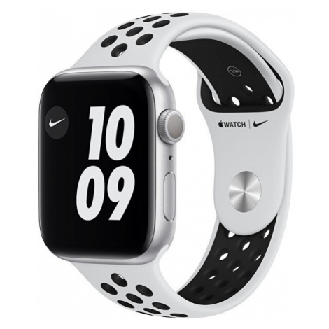 Apple Watch Nike Series 44mm stříbrný hliník s platinovým/černým sportovním řemínkem Nike