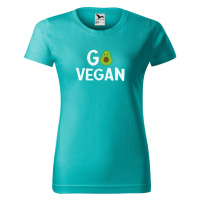 DOBRÝ TRIKO Dámské tričko s potiskem Go vegan Barva: Písková