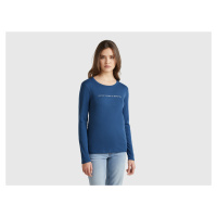 Benetton, Air Force Blue 100% Cotton Long Sleeve T-shirt