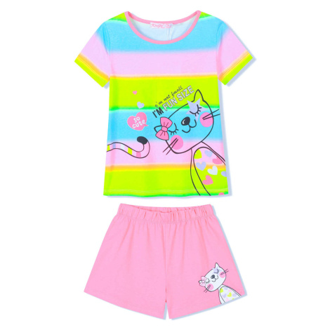 Dívčí pyžamo KUGO SH3515, mix barev / světle růžové kraťasy Barva: Mix barev