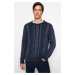 Trendyol Indigo Regular Fit Wash Effect Hair Knit Knitwear Sweater