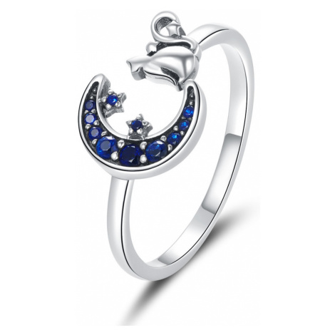 Linda's Jewelry Stříbrný prsten Kočka na Měsíci Ag 925/1000 IPR087 Velikost: Univerzální