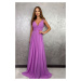 Světle fialové dlouhé nařasené šaty Silvana