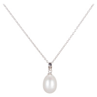 JwL Luxury Pearls Stříbrný náhrdelník s pravou perlou JL0436 (řetízek, přívěsek) 45 cm