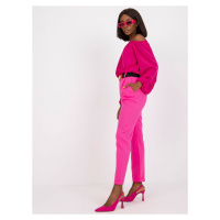Fluo růžové rovné kalhoty z materiálu s vysokým pasem ze Sevilly