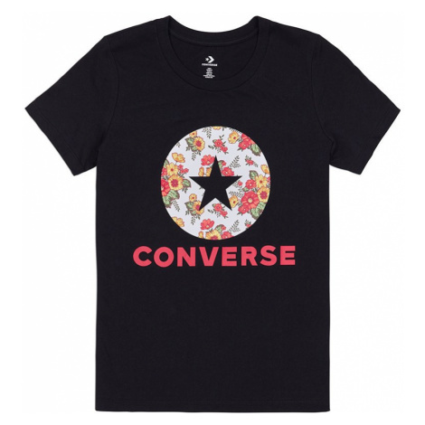 Černé tričko Converse in Bloom Floral Tee