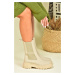 Fox Shoes Beige Women's Thick Sole Boots