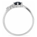 Prsten stříbrný s broušeným černým safírem a zirkony Ag 925 015092 BLS - 62 mm 1,7 g