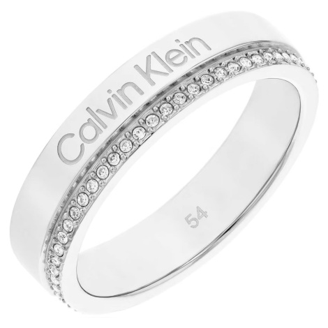 Calvin Klein Ocelový prsten s krystaly Minimal Linear 35000200 56 mm