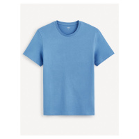 Modré pánské basic tričko Celio Tebase