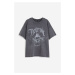 H & M - Oversized tričko's potiskem - šedá