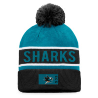 San Jose Sharks zimní čepice Authentic Pro Game & Train Cuffed Pom Knit Black-Active Blue