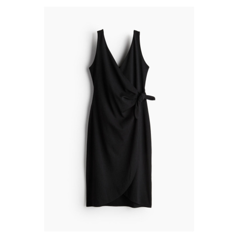 H & M - Zavinovací šaty's texturou - černá H&M