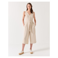 Jimmy Key Stone V-Neck Belted Linen Jumpsuit