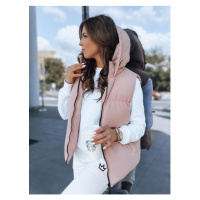Růžová dámská vesta s kapucí