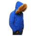 Zimní bunda s kapsami a kožešinovou kapucí - MODRÁ