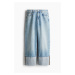 H & M - Baggy Wide Low Jeans - modrá