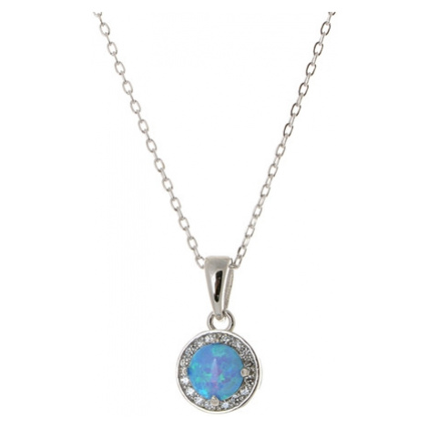 Stříbrný náhrdelník s opálem a čirými zirkony AGS826/47 Beneto