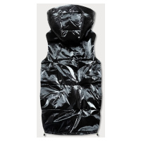 Lesklá černo-neonová dámská oversize vesta (JIN222)