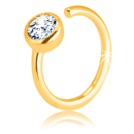 Piercing ve žlutém 14K zlatě - kontura kroužku ukončená čirým zirkonem Šperky eshop