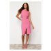 Trendyol Fuchsia Cut Out Detailed Sleeveless Fitted/Fitted Midi Woven Dress