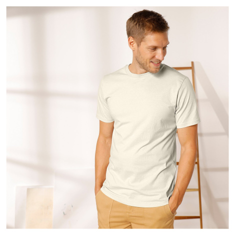 Blancheporte Sada 3 triček s kulatým výstřihem a krátkými rukávy režná/šedá/modrá