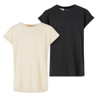 Dívčí tričko Extended Shoulder Tee - 2 Pack smetanové/černé