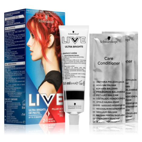 Schwarzkopf LIVE Ultra Brights or Pastel semi-permanentní barva na vlasy odstín 092 Pillar Box R