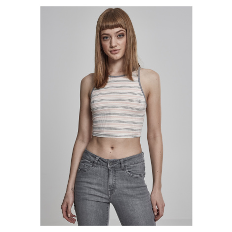 Dámský Rib Stripe Cropped Top růžová/bílá/šedá