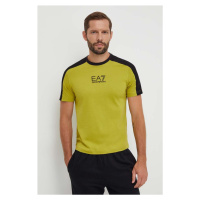Bavlněné tričko EA7 Emporio Armani zelená barva