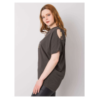 Tmavá khaki halenka plus size velikosti Richelle