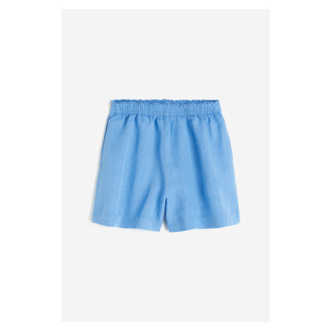 H & M - Natahovací šortky z lněné směsi - modrá H&M