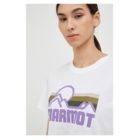 Bavlněné tričko Marmot bílá barva
