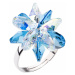 Evolution Group Stříbrný prsten s krystaly Swarovski modrá kytička 35024.3