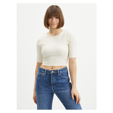 Krémový crop top se zavazováním Pieces Tiana - Dámské