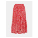 Červená vzorovaná midi sukně Pieces Rio