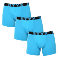 3PACK pánské boxerky Styx long sportovní guma světle modré (3U1169)