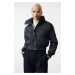 Trendyol Navy Blue Oversize Molded Rib Detailed Water Repellent Quilted Puffer Jacket