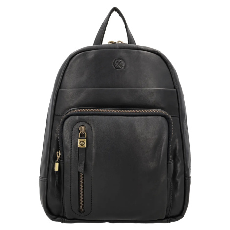 Hide & Stitches Černý malý prošivaný batoh z pravé kůže "Racio" 5L