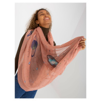 Světle růžový dámský šátek s potiskem