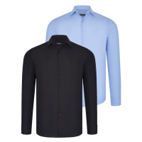 DUAL SET G726 DEWBERRY MENS SHIRT-BLACK-BLUE