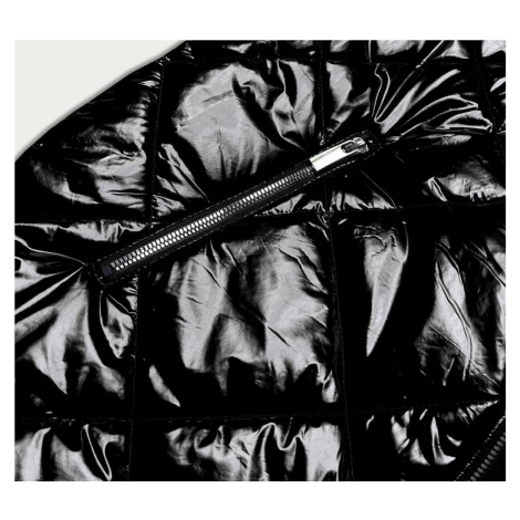 Lesklá černá vesta s kapucí (7005BIG) LIBLAND
