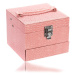 Kufříková šperkovnice růžové barvy, kovové detaily ve stříbrném odstínu, dvě samostatně použitel