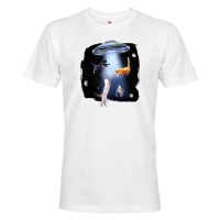 Vtipné pánské tričko s potiskem Ufo a koček - tričko pro milovníky koček