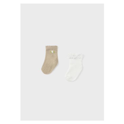 2 pack ponožek s krajkou bílo-zlaté BABY Mayoral