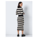 Krémovo-černá dámská pruhovaná svetrová midi sukně Noisy May Jaz