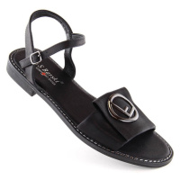Sandály s ozdobou pohodlné S.Barski W OLI259A černá